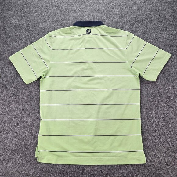 Footjoy Polo Shirt Mens Large Green Striped Short Sleeve Golf Performance Casual - Picture 9 of 10